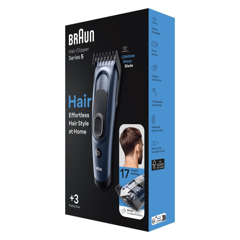 Braun  Hair Clipper Black Dark Blue 17 Length Settings with Memory Safety Lock Trimmers & Shavers