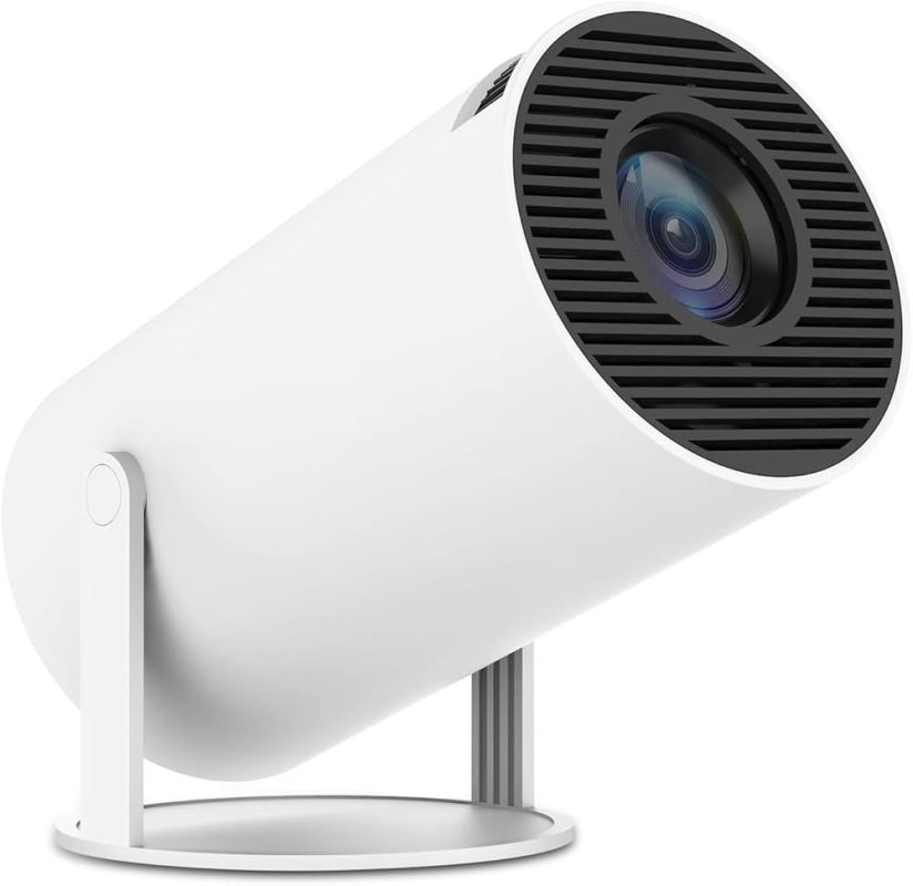 HY300 Mini Projector 4K UHD Support Android 11 WiFi6 Bluetooth 50 Auto Correction Rotatable for Phone Laptop White Projectors