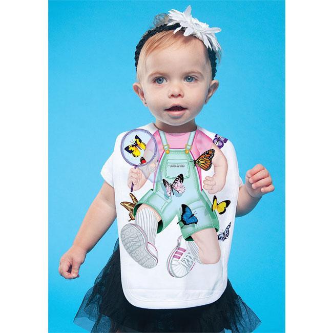 Just Add A Kid Just Add A Kid Bib Butterfly Girl One Size 0 To 12 Months T-shirts Rompers & Bibs