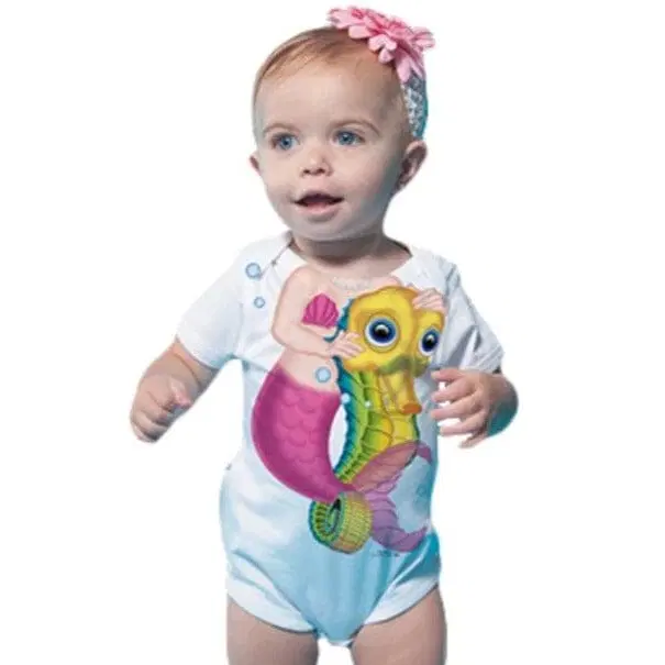Just Add A Kid Just Add A Kid Romper One Piece Seahorse Rider Mermaid Up To 12 Months T-shirts Rompers & Bibs