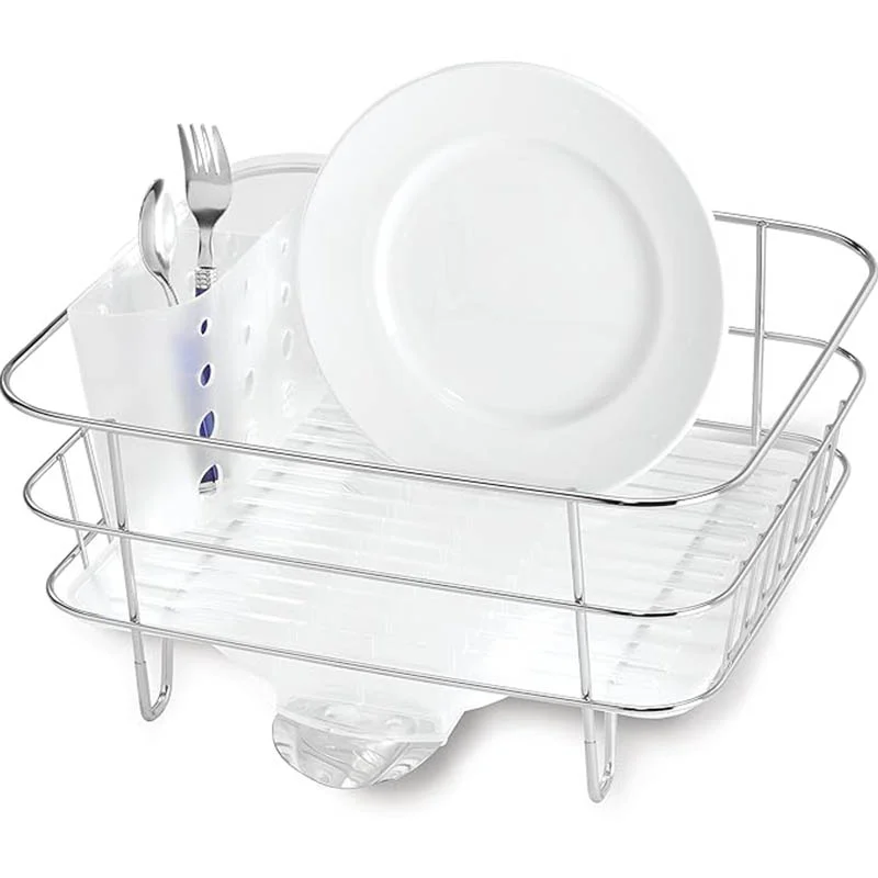 simplehuman SimpleHuman Compact Wire Frame Dishrack Brushed Steel Frosted Plastic Dish Racks