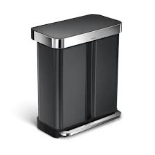 simplehuman SimpleHuman Dual Compartment Pedal Bin Black Steel Liner Pocket 34&24L Custom Fit Trash Liners