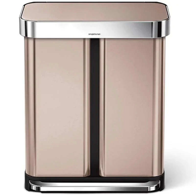 simplehuman SimpleHuman Dual Compartment Pedal Bin Rose Gold Liner Pocket 34 and 24L Custom Fit Trash Liners