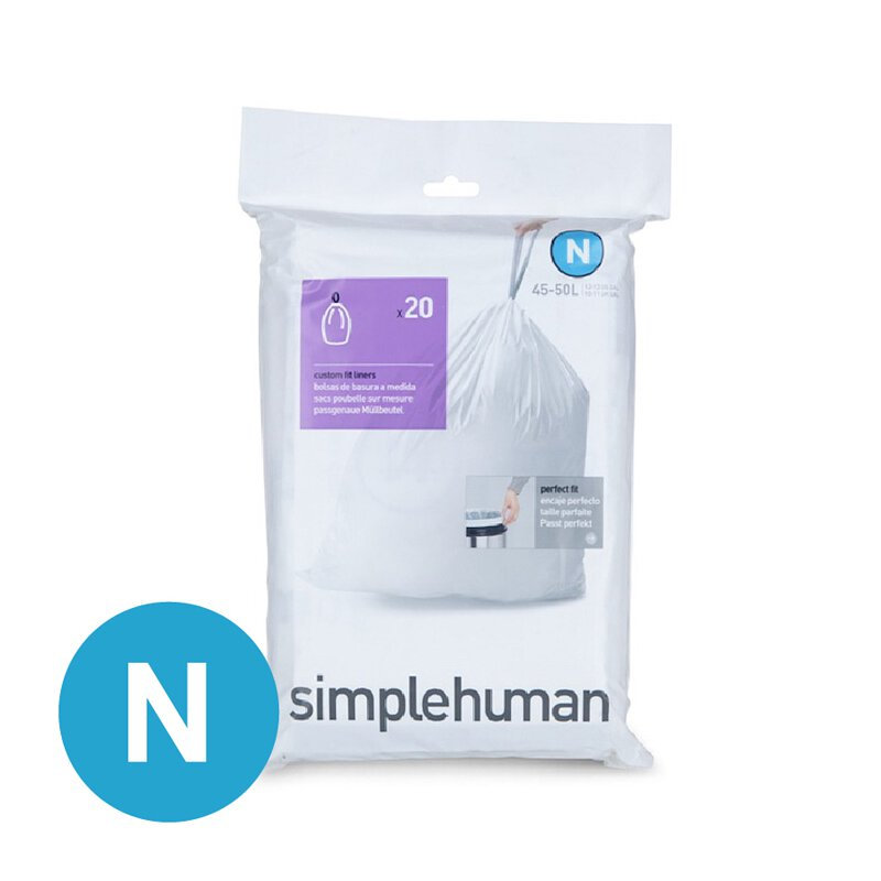 simplehuman SimpleHuman Liner Code N 45-50L Pack Of 20 Custom Fit Trash Liners