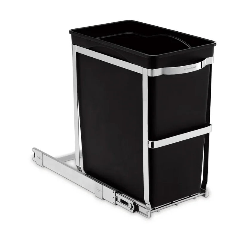 simplehuman SimpleHuman Pull-Out Bin Polished Steel With Plastic Bucket 30L Trash Cans