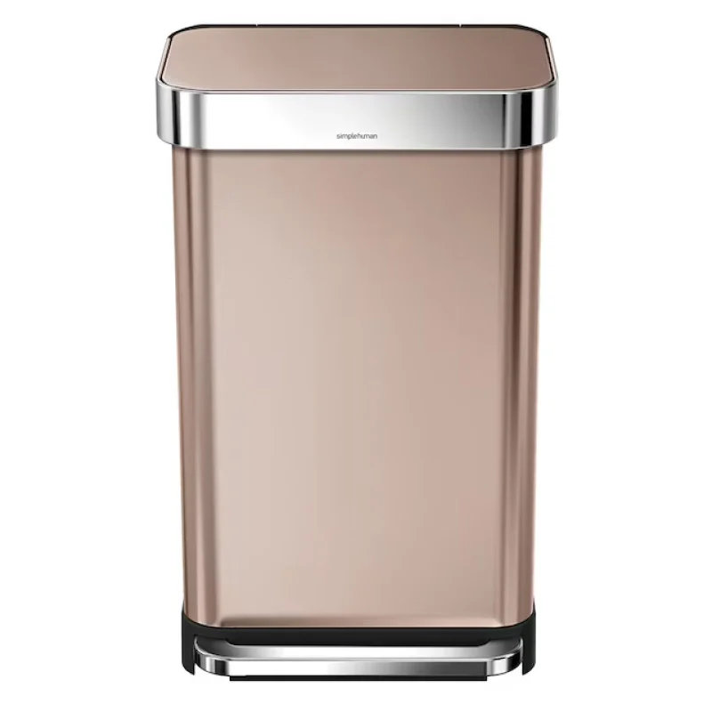 simplehuman SimpleHuman Rectangular Pedal Bin Rose Gold Liner Pocket 45L Custom Fit Trash Liners