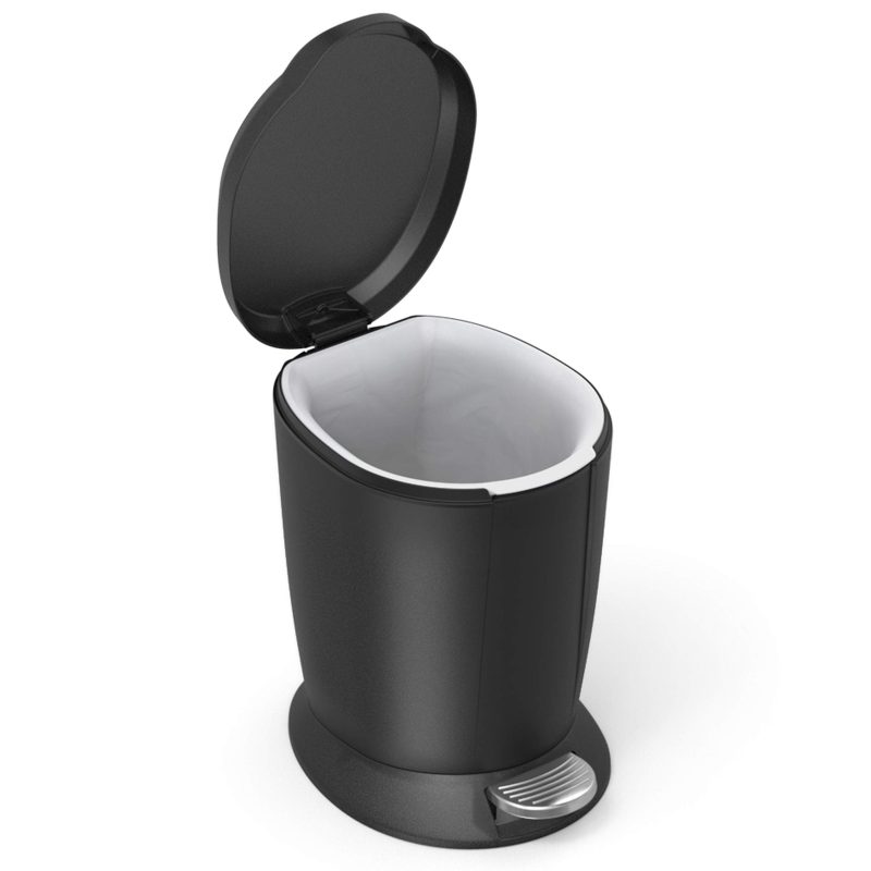 simplehuman SimpleHuman Round Pedal Bin Plastic Black 6L Trash Cans