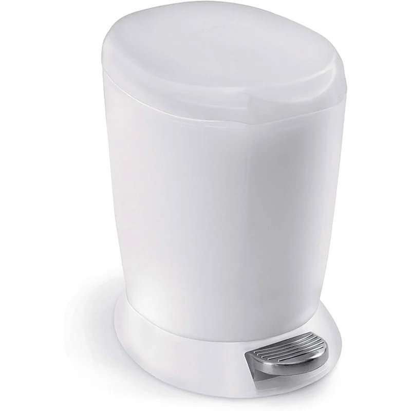 simplehuman SimpleHuman Round Pedal Bin Plastic White 6L Trash Cans
