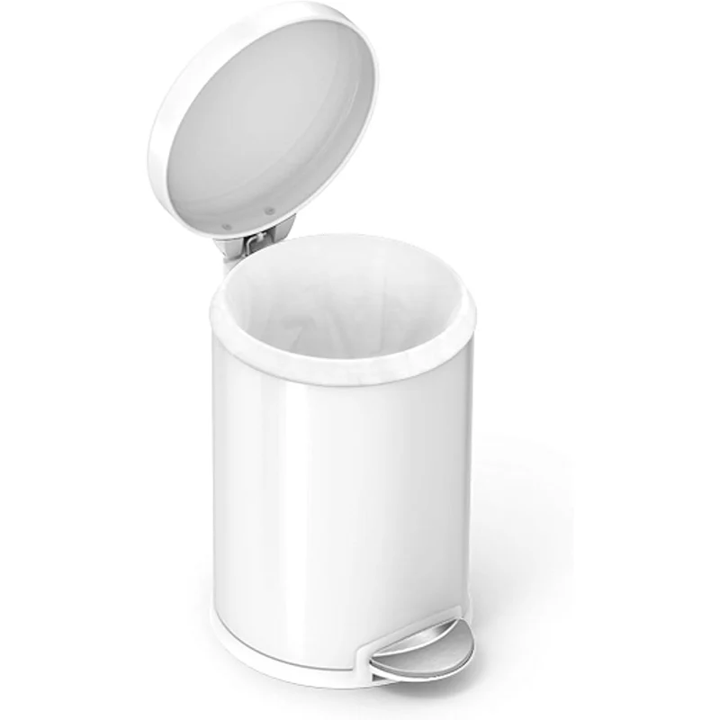 simplehuman SimpleHuman Round Pedal Bin White Steel With Colour Box 4.5L Trash Cans