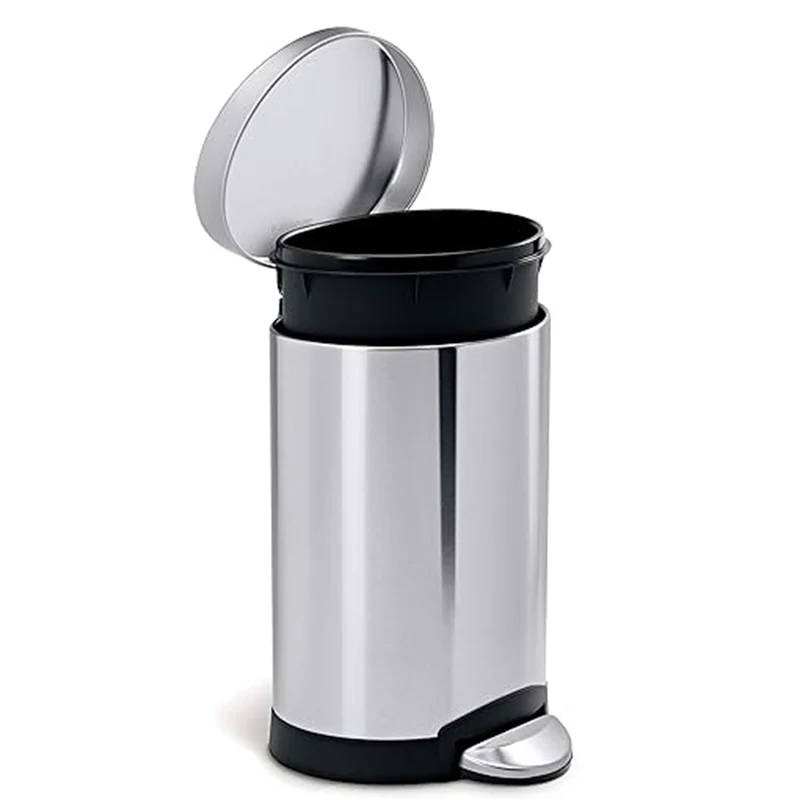 simplehuman SimpleHuman Semi Round Pedal Bin Fingerprint-Proof Brushed Steel With Colour Box 6L Trash Cans