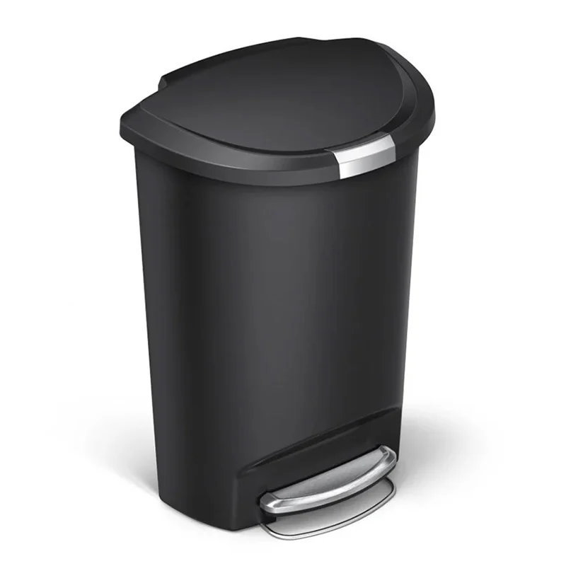 simplehuman SimpleHuman Semi Round Pedal Bin Plastic Black 50L Trash Cans