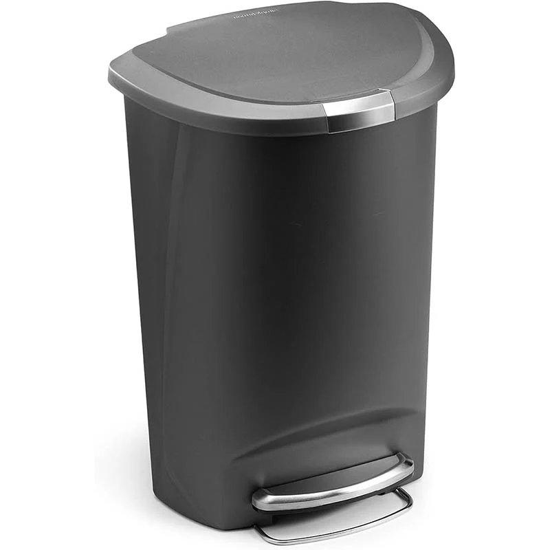 simplehuman SimpleHuman Semi Round Pedal Bin Plastic Grey 50L Trash Cans