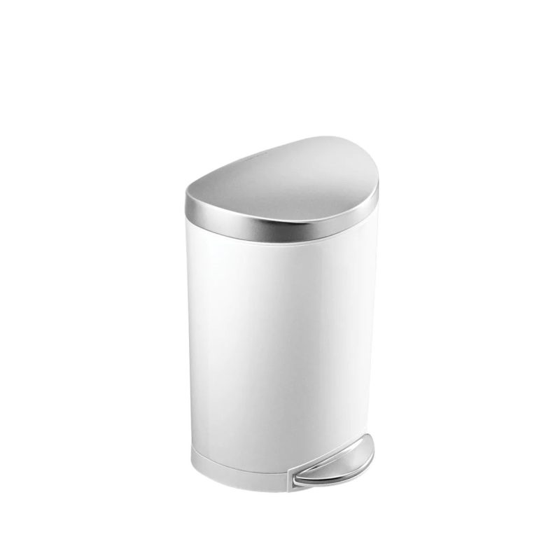 simplehuman SimpleHuman Semi Round Pedal Bin White With Brushed Steel 10L Trash Cans