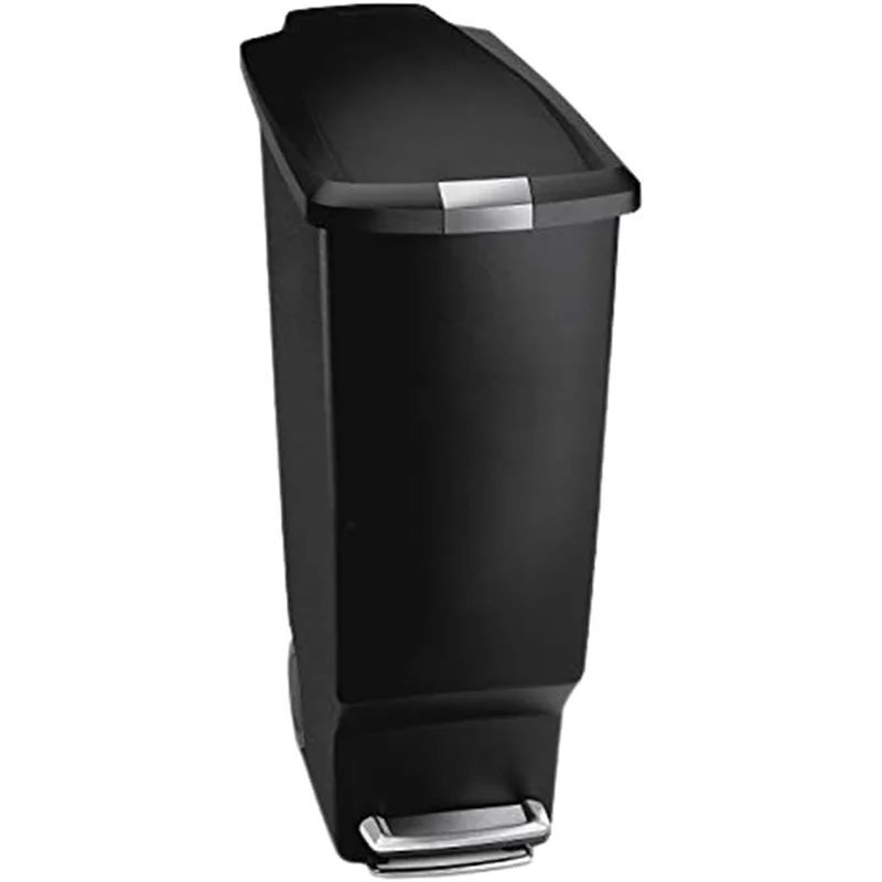 simplehuman SimpleHuman Slim Pedal Bin Plastic Black 40L Trash Cans