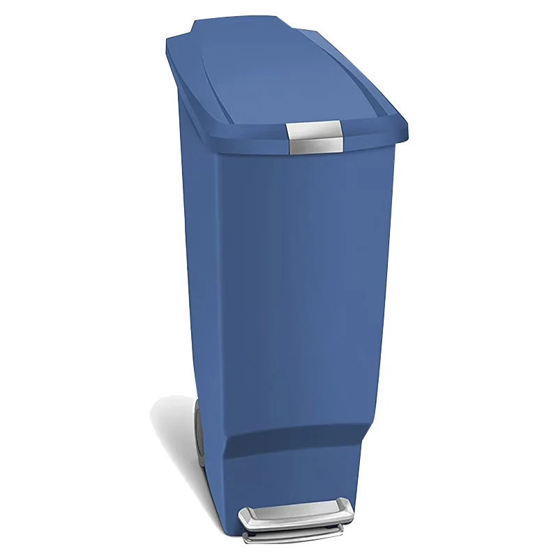simplehuman SimpleHuman Slim Pedal Bin Plastic Blue 40L Trash Cans