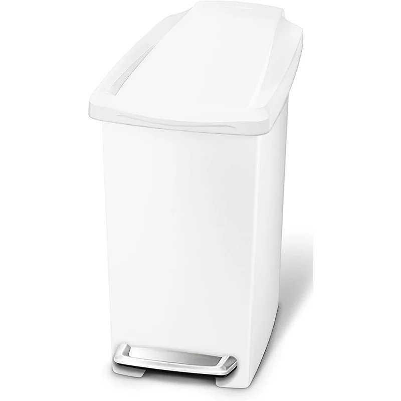 simplehuman SimpleHuman Slim Pedal Bin Plastic White 10L Trash Cans