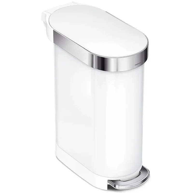 simplehuman SimpleHuman Slim Pedal Bin White 45L Trash Cans