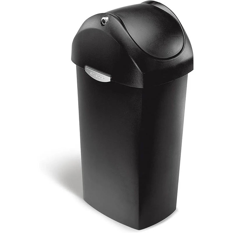 simplehuman SimpleHuman Swing Lid Bin Plastic Black 60L Trash Cans