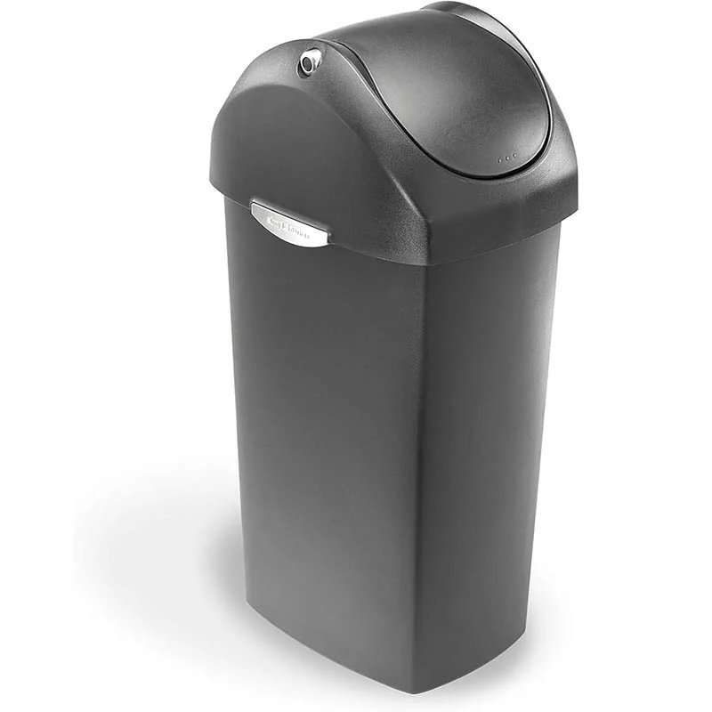 simplehuman SimpleHuman Swing Lid Bin Plastic Grey 60L Trash Cans