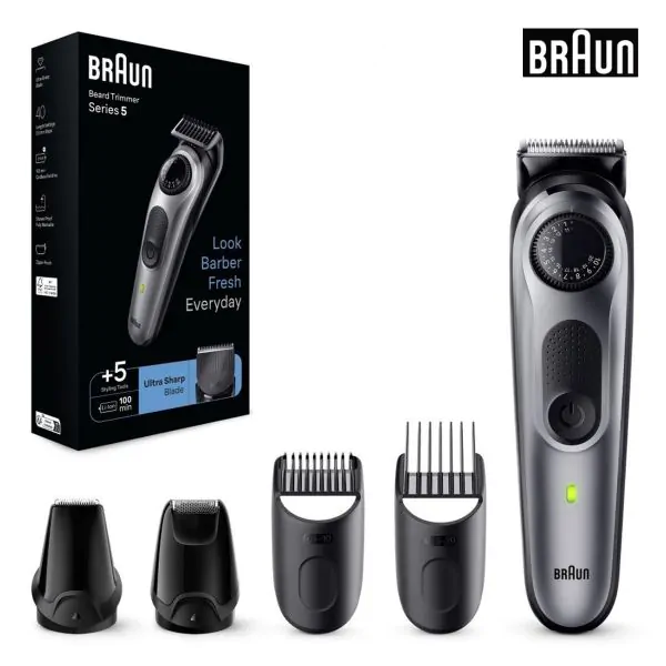 Braun Beard Trimmer  Black Space Grey – Waterproof Precision Grooming with 40 Length Settings Trimmers & Shavers