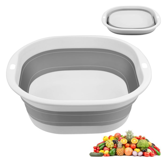 Flintronic Flintronic Folding Washing Basin  3.5 Litre Plastic Basin  Space-Saving Laundry Rack for Dirty Laundry  Kitchen  26 x 23 x 9 cm Home Organization