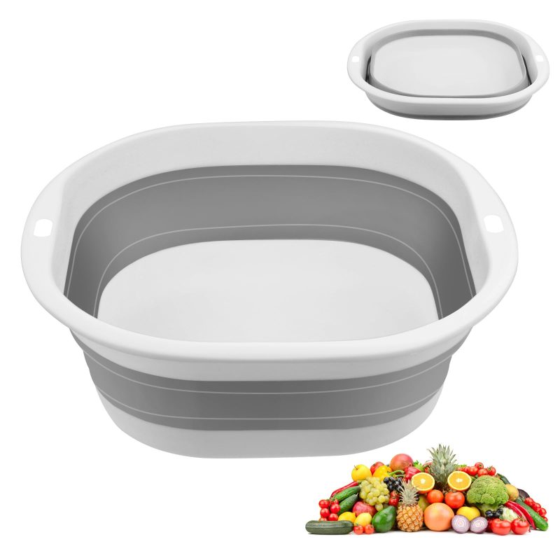 Flintronic Flintronic Folding Washing Basin  3.5 Litre Plastic Basin  Space-Saving Laundry Rack for Dirty Laundry  Kitchen  26 x 23 x 9 cm Home Organization
