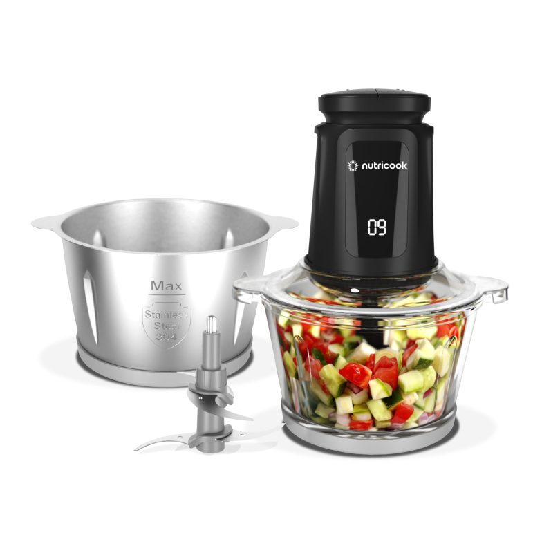 Nutricook Nutricook Glass and SS XXL Chopper and Mincer 2L | Pulse and 2 Speeds Black Food Processors
