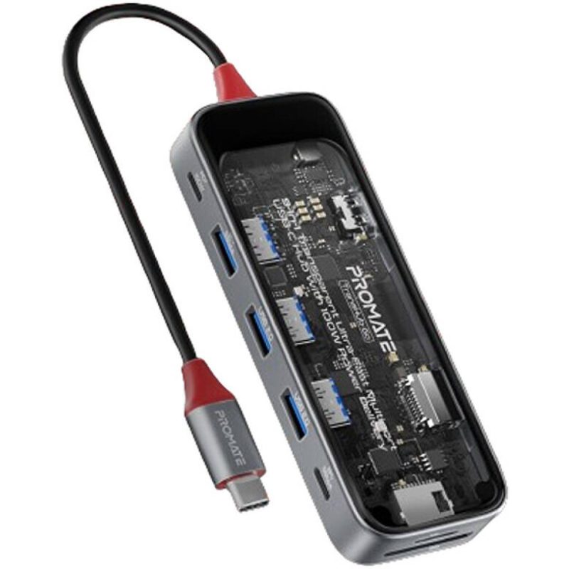 Promate Promate  9-In-1 Transparent Ultra-Fast Multi-P Usb-C Hub 100W USB Hubs & Adapters